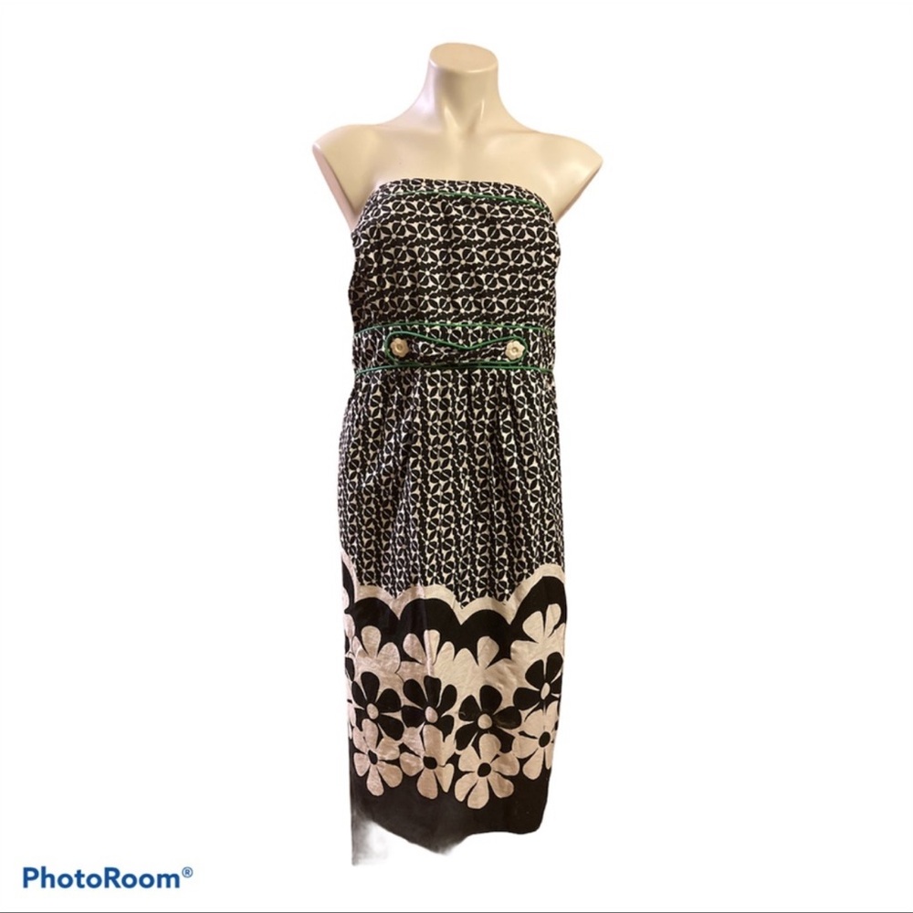 TORRID Black and White floral strapless halter dress